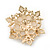 Delicate Simulated Pearl/Crystal Floral Brooch In Gold Plating - 5cm Diameter - view 4
