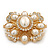 Victorian Style Simulated Pearl/Crystal Bridal Brooch In Gold Plating - 5cm Length - view 7