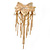 Statement Size Gold Plated Bow and Locket Brooch with Chains and Simulated Pearl Dangles - 18cm Long