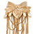 Statement Size Gold Plated Bow and Locket Brooch with Chains and Simulated Pearl Dangles - 18cm Long - view 2
