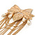 Statement Size Gold Plated Bow and Locket Brooch with Chains and Simulated Pearl Dangles - 18cm Long - view 3