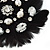 Large Simulated Pearl and Swarovski Crystal Beaded Black Feather Brooch - 10cm Length - view 3