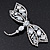 Gigantic Clear Glass Crystal 'Dragonfly' Brooch In Gun Metal - 11cm Length - view 7