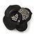 3D Black Acrylic Swarovski Crystal 'Rose' Brooch - 6.5cm Diameter