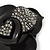 3D Black Acrylic Swarovski Crystal 'Rose' Brooch - 6.5cm Diameter - view 3