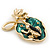 Small 'Frog On The Lotus Leaf' Brooch In Gold Plated Metal - 4.5cm Length - view 5