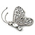 Gigantic Clear Glass Crystal 'Butterfly' Brooch In Gun Metal -  9cm Length - view 6