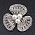 Fancy Diamante Simulated Pearl Brooch In Silver Plating - 4cm Diameter - view 3