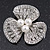 Fancy Diamante Simulated Pearl Brooch In Silver Plating - 4cm Diameter - view 6