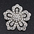 Filigree Pear/Diamante 'Flower' Brooch In Silver Plating - 5cm Diameter - view 2