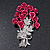 Pink 'Bunch Of Roses' Diamante Brooch In Silver Plating - 6.5cm Length - view 2