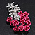 Pink 'Bunch Of Roses' Diamante Brooch In Silver Plating - 6.5cm Length - view 3