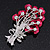 Pink 'Bunch Of Roses' Diamante Brooch In Silver Plating - 6.5cm Length - view 4