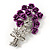 Violet 'Bunch Of Roses' Diamante Brooch In Silver Plating - 6.5cm Length - view 6