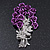 Violet 'Bunch Of Roses' Diamante Brooch In Silver Plating - 6.5cm Length - view 2