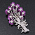 Violet 'Bunch Of Roses' Diamante Brooch In Silver Plating - 6.5cm Length - view 5