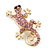 Small Light Pink Crystal 'Lizard' Brooch In Gold Plating - 3.5cm Length - view 6