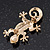 Small Light Pink Crystal 'Lizard' Brooch In Gold Plating - 3.5cm Length - view 5