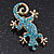 Small Light Blue Crystal 'Lizard' Brooch In Gold Plating - 3.5cm Length - view 3