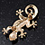 Small Light Blue Crystal 'Lizard' Brooch In Gold Plating - 3.5cm Length - view 5