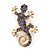 Small Violet Crystal 'Lizard' Brooch In Gold Plating - 3.5cm Length - view 3