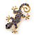 Small Violet Crystal 'Lizard' Brooch In Gold Plating - 3.5cm Length - view 5