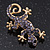 Small Violet Crystal 'Lizard' Brooch In Gold Plating - 3.5cm Length - view 6