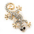 Small Clear Crystal 'Lizard' Brooch In Gold Plating - 3.5cm Length - view 3