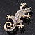 Small Clear Crystal 'Lizard' Brooch In Gold Plating - 3.5cm Length - view 5