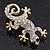Small Clear Crystal 'Lizard' Brooch In Gold Plating - 3.5cm Length - view 2