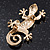 Small Clear Crystal 'Lizard' Brooch In Gold Plating - 3.5cm Length - view 4