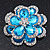 Clear/Azure Blue Diamante 'Flower' Corsage Brooch In Silver Plating - 4cm Diameter - view 2