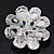 Clear/Azure Blue Diamante 'Flower' Corsage Brooch In Silver Plating - 4cm Diameter - view 3