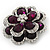 Clear/Purple Diamante 'Flower' Corsage Brooch In Silver Plating - 4cm Diameter - view 4