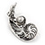 Vintage Diamante Simulated Pearl 'Feather' Brooch In Antique Silver Finish - 5cm Length - view 3