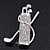 Clear Crystal 'Golf Clubs' Brooch In Silver Plating - 5.5cm Length - view 2