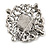 Vintage Bridal Corsage Faux Pearl Fuchsia Crystal Brooch/Pendant In Burn Silver Metal - 4.5cm Diameter - view 2