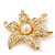 Gold Plated Crystal/Simulated Pearl Flower Brooch/Pendant - 5.5cm Diameter - view 6
