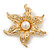 Gold Plated Crystal/Simulated Pearl Flower Brooch/Pendant - 5.5cm Diameter - view 2