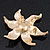 Gold Plated Crystal/Simulated Pearl Flower Brooch/Pendant - 5.5cm Diameter - view 3
