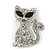 Cute Diamante 'Cat' Brooch In Silver Plating - 3.5cm Length - view 2