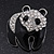 Black/Clear 'Panda Bear' Brooch In Silver Plating - 3.5cm Length - view 2