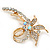 Clear Crystal Fancy 'Floral' Brooch In Gold Plating - 5.5cm Length - view 5