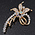 Clear Crystal Fancy 'Floral' Brooch In Gold Plating - 5.5cm Length - view 2