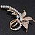 Clear Crystal Fancy 'Floral' Brooch In Gold Plating - 5.5cm Length - view 3