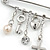 'Simulated Pearl, Cross, Lock&Key' Safety Pin Brooch In Rhodium Plated Metal - - view 4