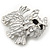 White Enamel Yorkie Puppy Dog Brooch In Rhodium Plating - 4cm Length - view 2