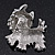 White Enamel Yorkie Puppy Dog Brooch In Rhodium Plating - 4cm Length - view 4