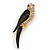 Exotic Diamante Enamel 'Parrot' Bird Brooch In Gold Plating - 7cm L