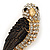 Exotic Diamante Enamel 'Parrot' Bird Brooch In Gold Plating - 7cm L - view 2